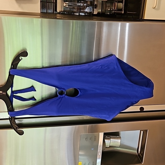 💕SEA LEVEL Eco Essentials Keyhole Halter One Piece Swimsuit Cobalt Blue 12 NWT - Picture 7 of 15